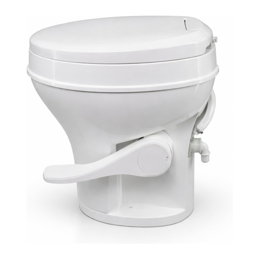 SEAFLO Residential Height Camper/RV Toilet, 18.5” Standard Height, Gravity Flush System, Foot Pedal Operation, Soft Close Seat, Easy-to-Clean Oversized Bowl (Color: White)