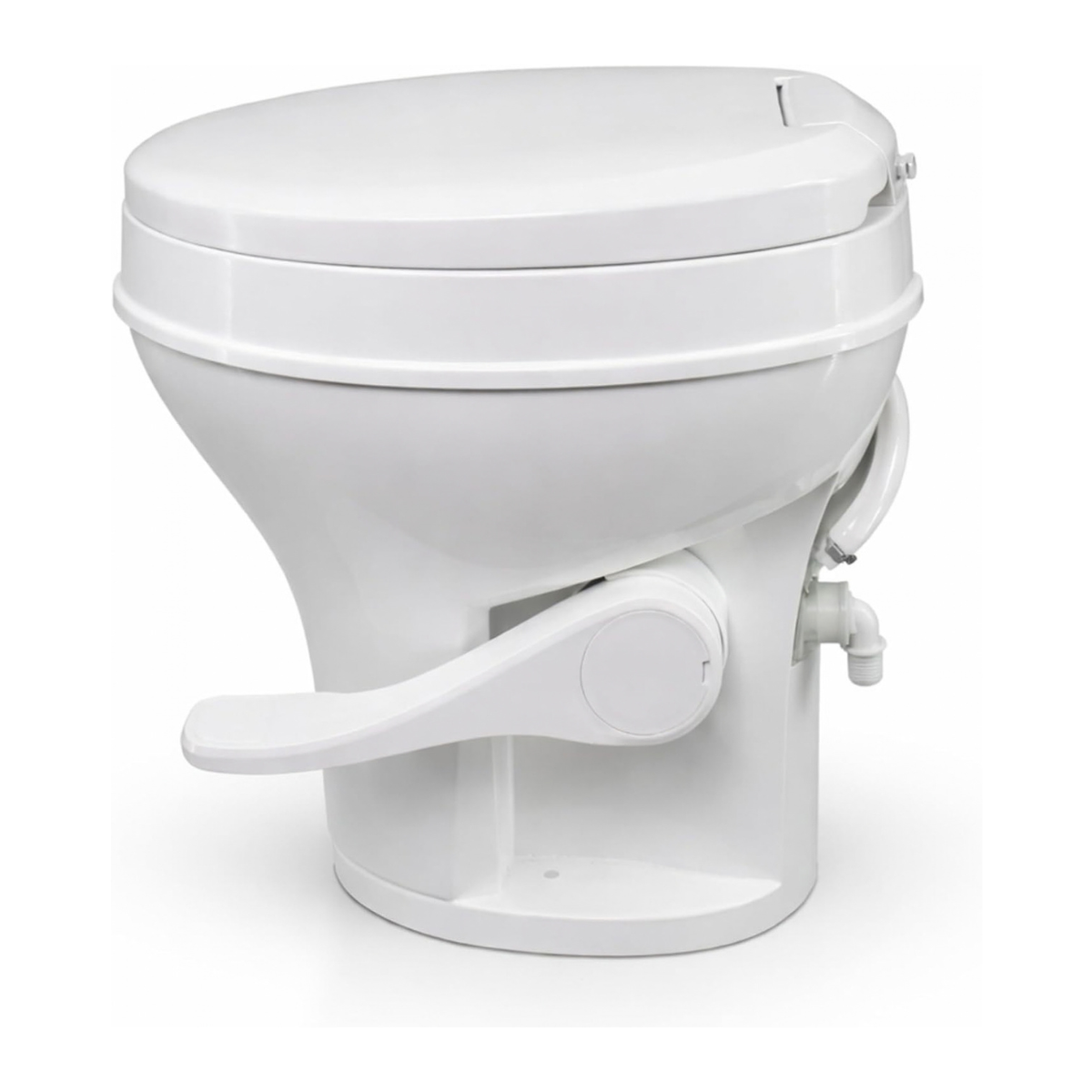 SEAFLO Residential Height Camper/RV Toilet, 18.5” Standard Height, Gravity Flush System, Foot Pedal Operation, Soft Close Seat, Easy-to-Clean Oversized Bowl (Color: White)