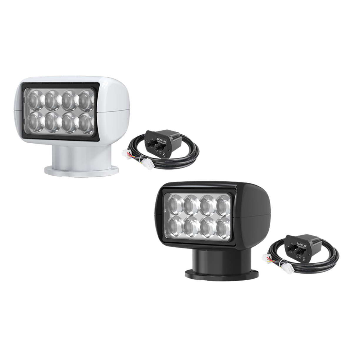 360° Rotating Remote Control 20W LED Searchlight w/ Wired Panel (White/Black | 2700K Warm White/White Light 5500K)