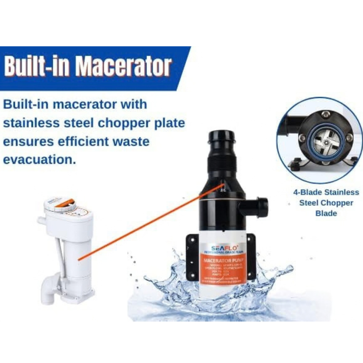 SEAFLO Manual to Electric Marine Toilet Conversion Kit 12V