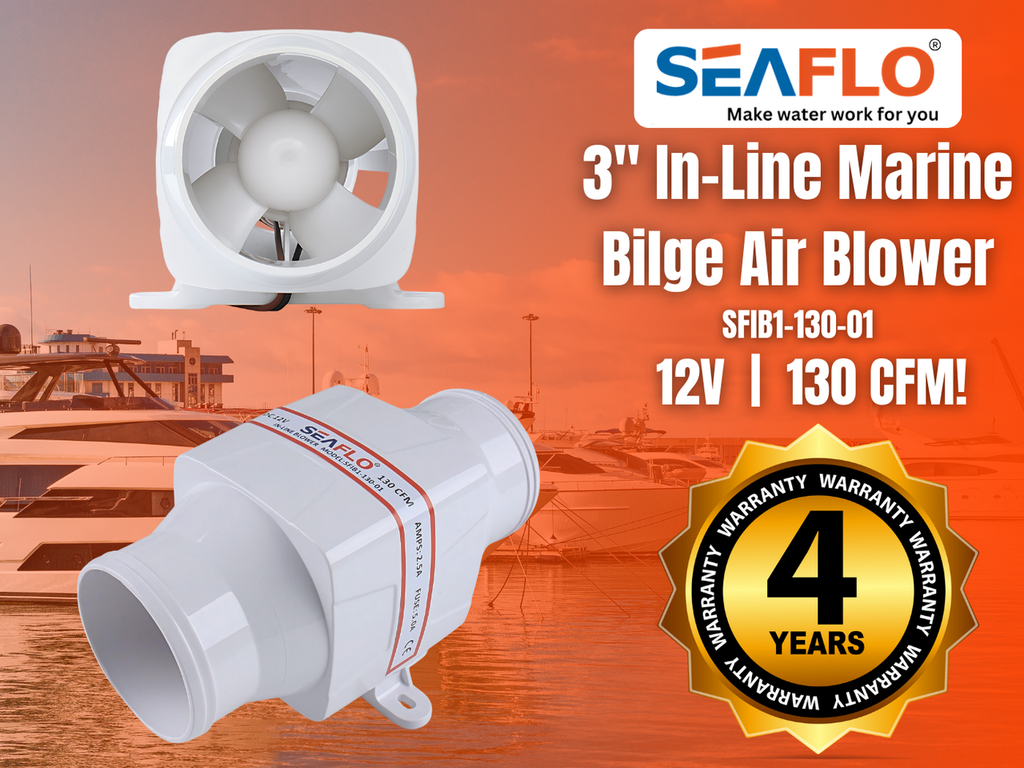 SEAFLO 01-Series 3" In-Line Bilge Blower w/Quiet Operation Low Amp Draw (12V | 130CFM)