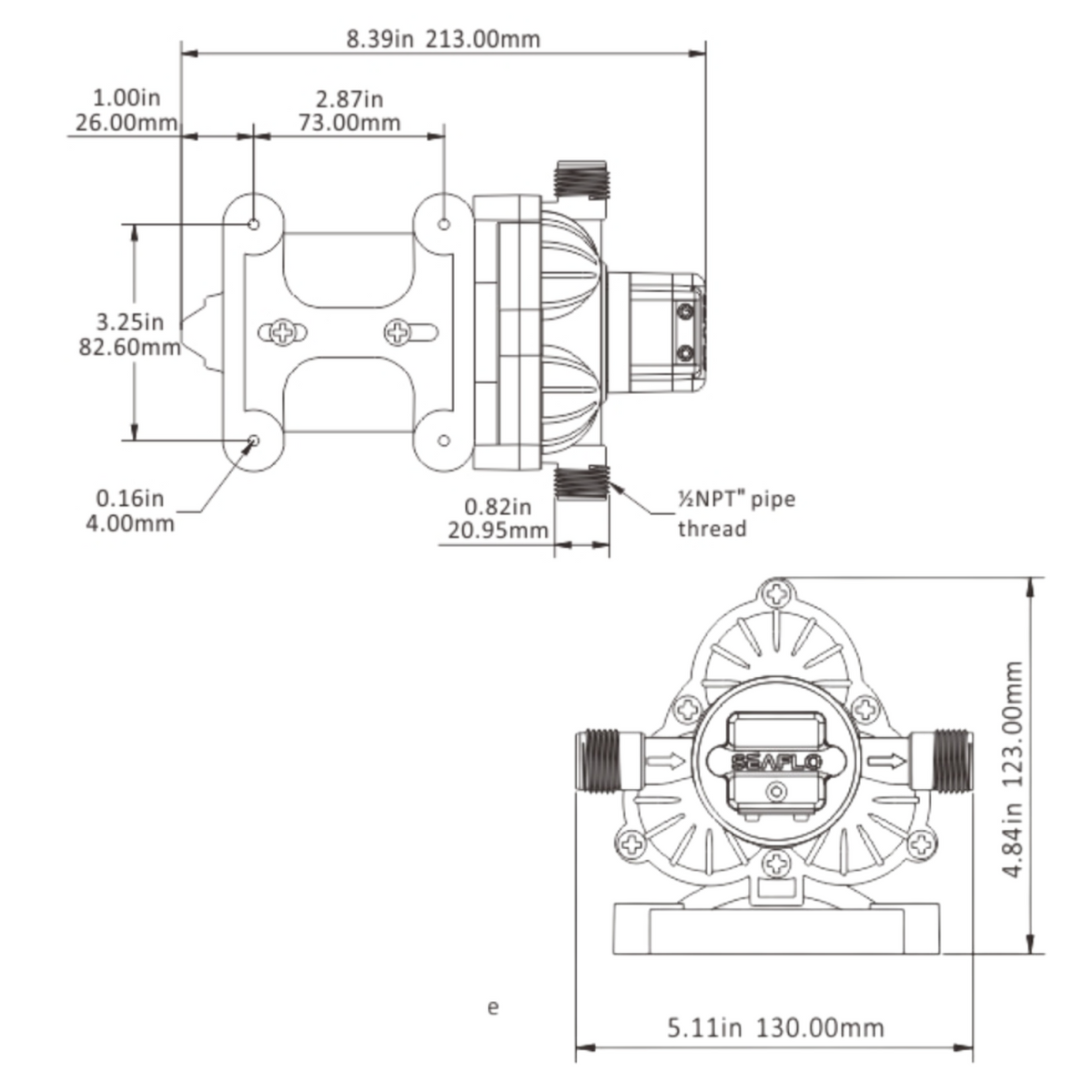SEAFLO 33-Series On-Demand Diaphragm Water Pressure Pump (115V | 3.3 GPM) w/ Power Plug for Wall Outlet
