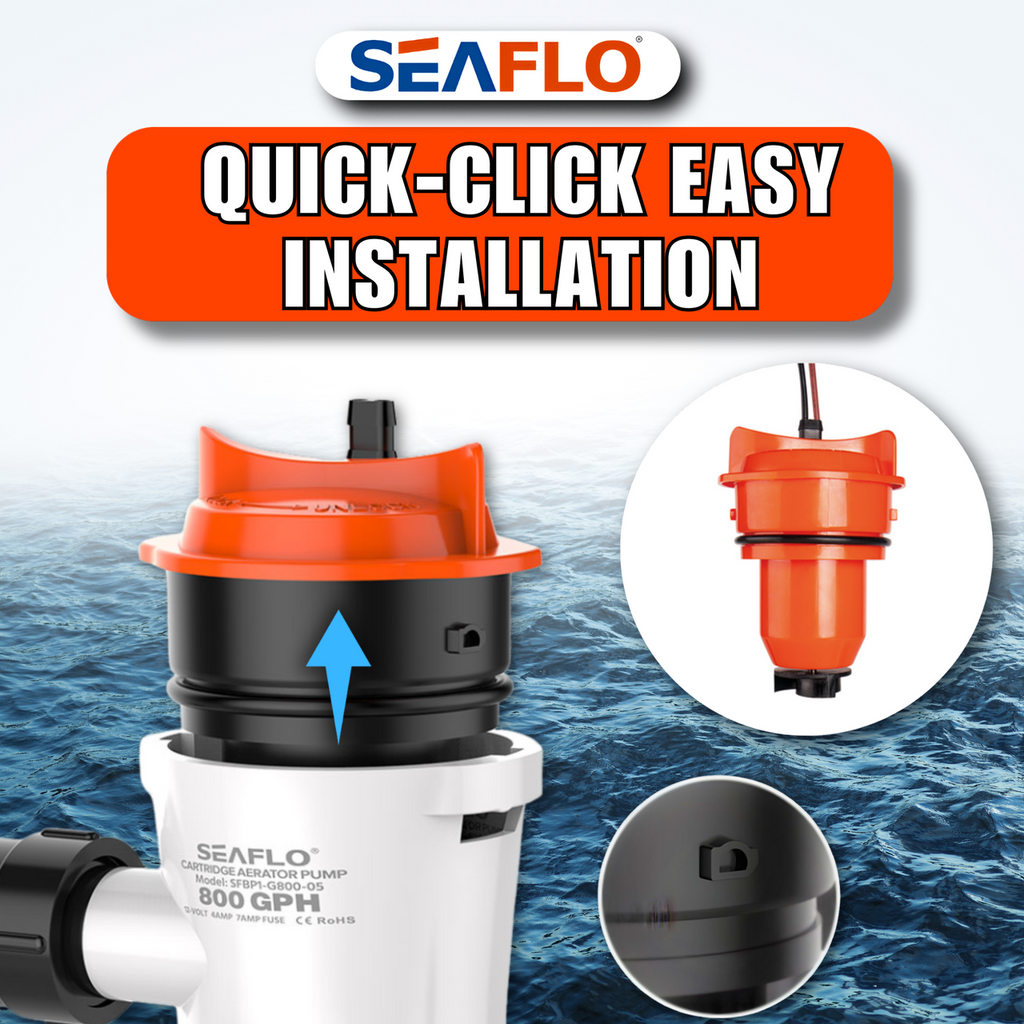 SEAFLO 12V 800 GPH Bilge/Livewell/Baitwell Pump Replacement Cartridge Motor – Fits SEAFLO Models: SFBP1-G800-03, SFBP1-G800-04 & SFBP1-G800-05