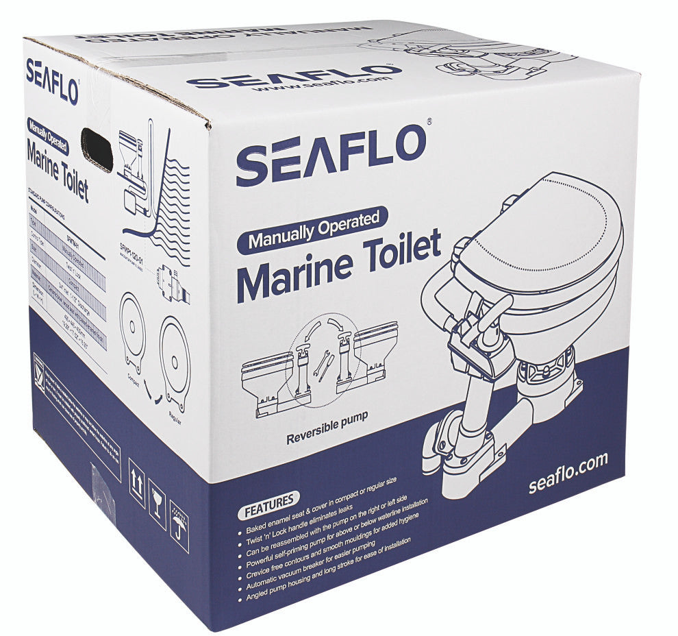 SEAFLO Manually Operated Marine Toilet Head (Choose Compact or Regular Size