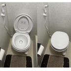 SEAFLO Residential-Height Gravity-Flush Soft-Close RV Toilet with Sprayer Attachment