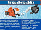 SEAFLO - (NO: 51F05) - 1/2"-14 FNPT x 3/8" Barbed Angled Universal Pump Fitting for SHURFLO, SEAFLO, Circle River, Johnson, Jabsco, FLOJET, REMCO, Lippert, USA ADVENTURE and other Pumps (Choose Pack Size)