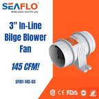 SEAFLO 03-Series in-Line Bilge Blower Fan (12V | 145CFM | 3")
