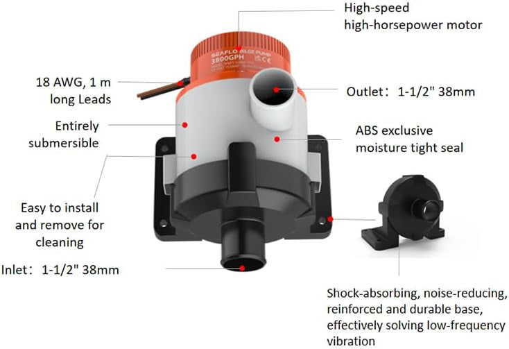SEAFLO 01A-Series 3800 GPH General Purpose Pump (Choose 12V or 24V)