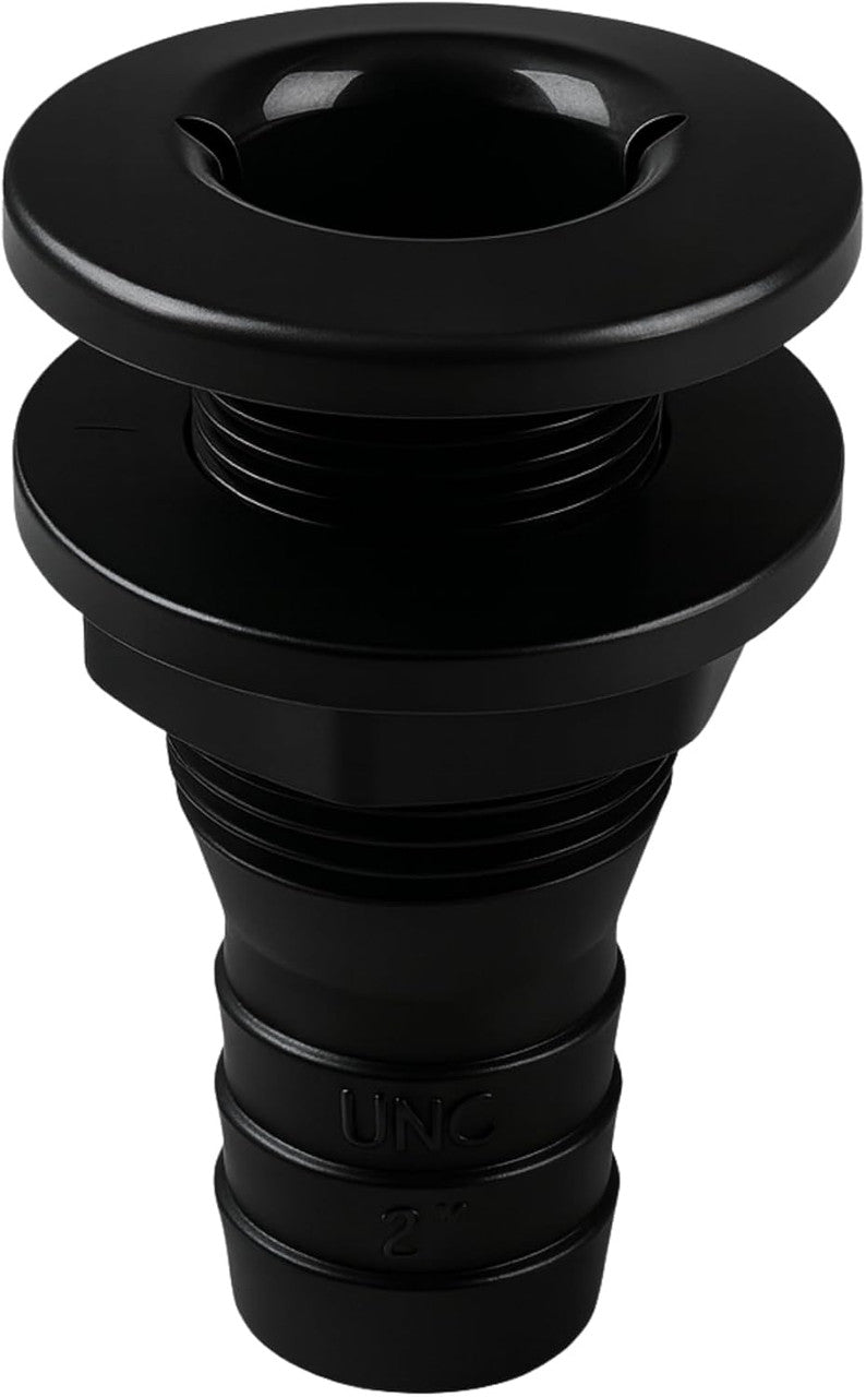 SEAFLO Thru Hull Fitting, Marine Boat, Plastic Drain Overflow Connector, Corrosion Resistant Saltwater Safe, Bilge Port Deck Outlet,(⅝,¾,1,1⅛,1¼,1½, & 2" Options)(1,2,5, &10 Packs)(White/Black)