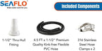 SEAFLO Bilge Pump Installation Kit Hose 1-1/2"(29mm) Outlet Inch Dia Plumbing Kit | 4.5 FT Premium Quality Kink-free Flexible PVC Hose | 2 316 Stainless Steel Hose Clamps and 1-1/2” Thru-Hull Fitting