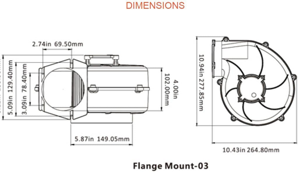SEAFLO High Flow Blower Fan, 320 CFM 12 Volt (Flange Mount)