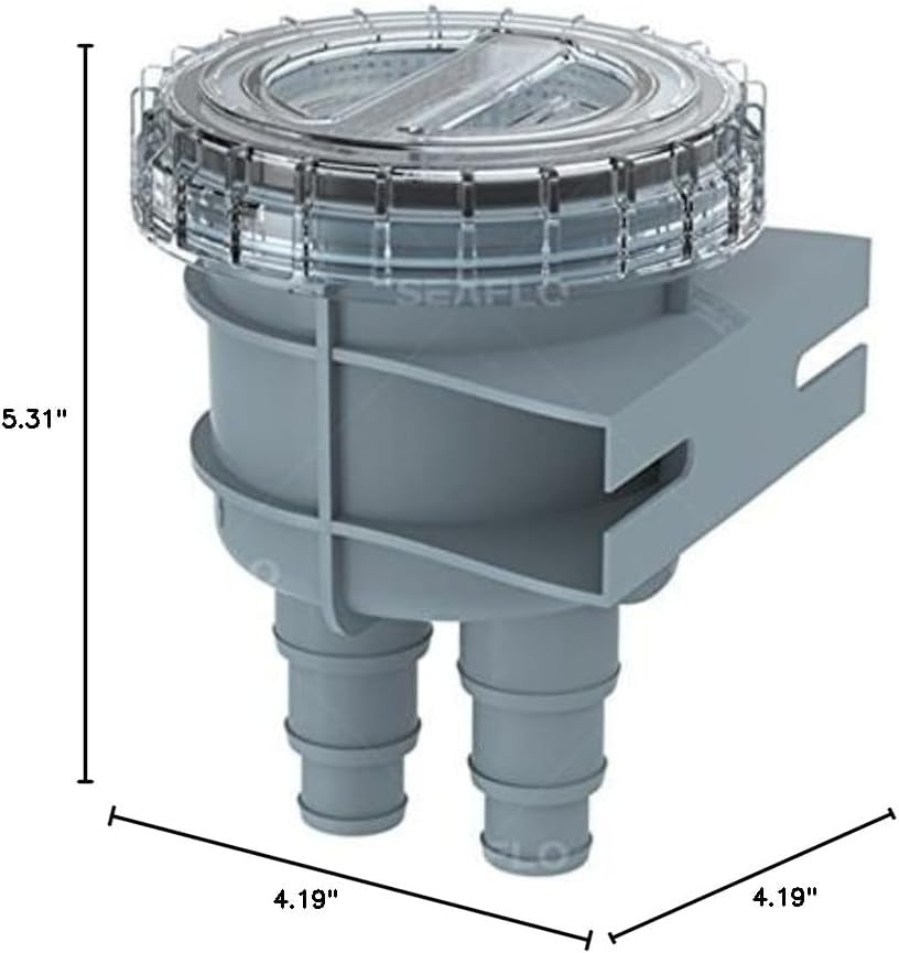 SEAFLO Raw Cooling Water Intake Basket Strainer for Seawater Marine & Boat - Fits 1/2", 5/8", & 3/4" Hose