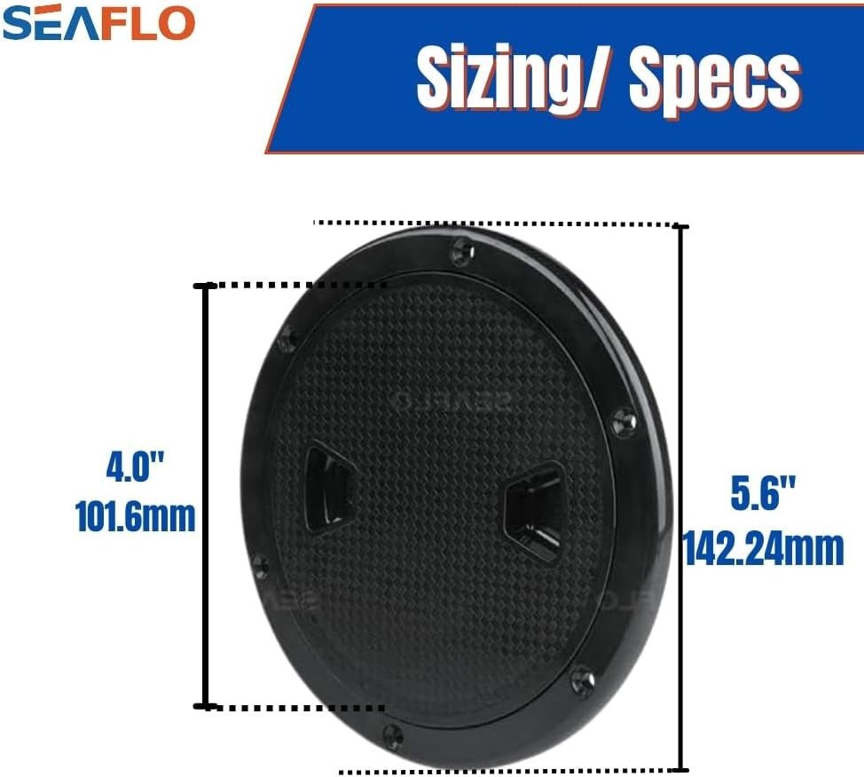 SEAFLO 4" - 8" Black Circular Non Slip Inspection Hatch w/Detachable Cover