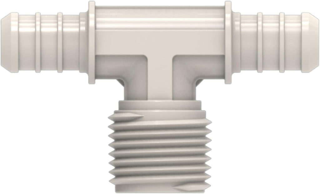 SEAFLO Plastic PEX Pipe Coupling Fitting Tee Style 1/2"-14 MNPT x 1/2" Barb x 1/2" Barb - Compatible with PEX or PE-RT Pipe, Corrosion Resistant (5-Pack)