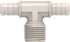 SEAFLO Plastic PEX Pipe Coupling Fitting Tee Style 1/2"-14 MNPT x 1/2" Barb x 1/2" Barb - Compatible with PEX or PE-RT Pipe, Corrosion Resistant (5-Pack)