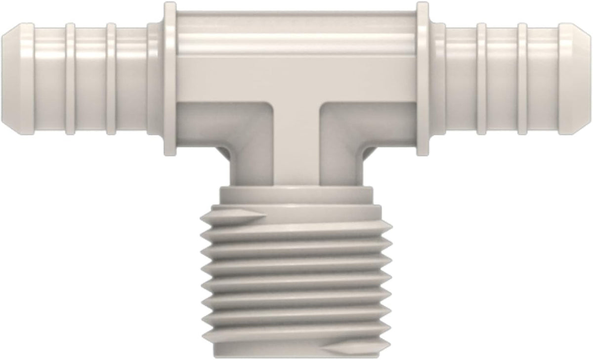 SEAFLO Plastic PEX Pipe Coupling Fitting Tee Style 1/2"-14 MNPT x 1/2" Barb x 1/2" Barb - Compatible with PEX or PE-RT Pipe, Corrosion Resistant (5-Pack)