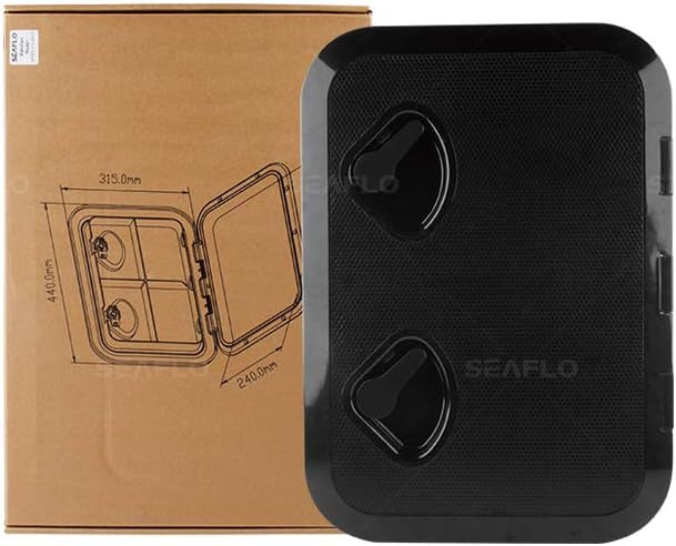 SEAFLO Marine Boat Deck Rectangular Access Hatch - 12.4" x 17.32" (315mm x 440mm) 180° Opening Lid, Non-Skid, Corrosion and UV Resistant, 4-Year Warranty! (Black, Standard) ASIN