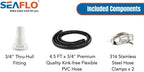 SEAFLO Bilge Pump Installation Kit Hose 3/4" Outlet Inch Dia Plumbing Kit | 4.5 FT Premium Quality Kink-free Flexible PVC Hose| 2 316 Stainless Steel Hose Clamps and 3/4” Thru-Hull Fitting