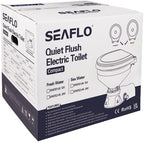 SEAFLO Quiet Flush Electric Marine Toilet - 12V, Ceramic Bowl, Soft Close Seat, Macerator Pump, 3-Way Switch Panel, Boat Yacht Toilet, (Choose raw water/fresh water options)