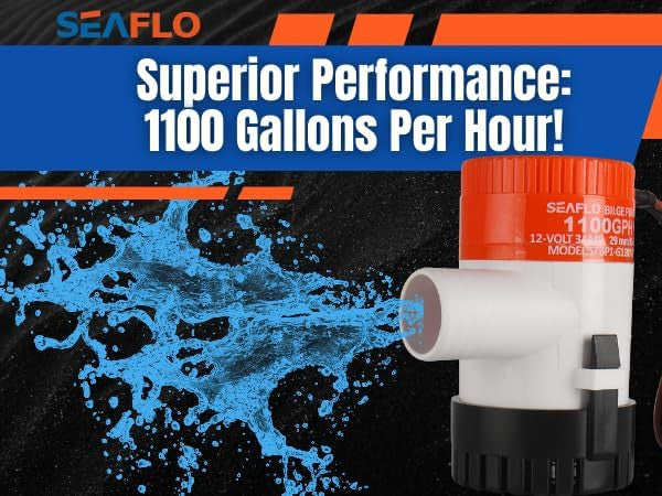 SEAFLO 01-Series 1100 GPH Submersible Marine Boat Electric Bilge Pump (Choose 12V or 24V)