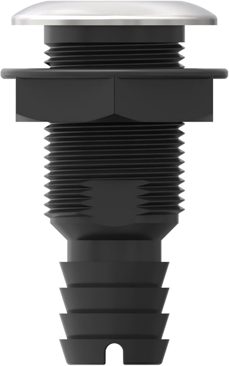 SEAFLO Thru Hulls Fitting Thru-Hull with Check Valve, 5/8”, 3/4”, 1”, 1-1/8”, 1-1/4”, 1-1/2”, or 2” Sizes, White/Black, Polypropylene/Nylon, 4-Year Warranty, (Choose Color, Size, and Pack Size)