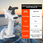 SEAFLO Manual Toilet Pump Flush Handle Kit - Compatible with SEAFLO and JABSCO Marine Toilets - Twist 'n' Lock Safety Pump Assembly for Marine Toilets