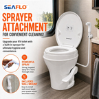 SEAFLO Residential-Height Gravity-Flush Soft-Close RV Toilet with Sprayer Attachment