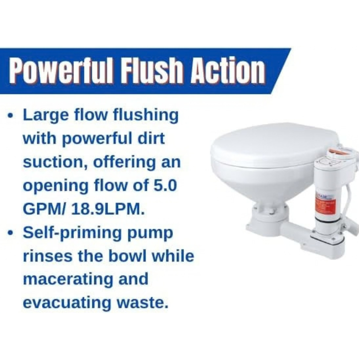 SEAFLO Manual to Electric Marine Toilet Conversion Kit 12V