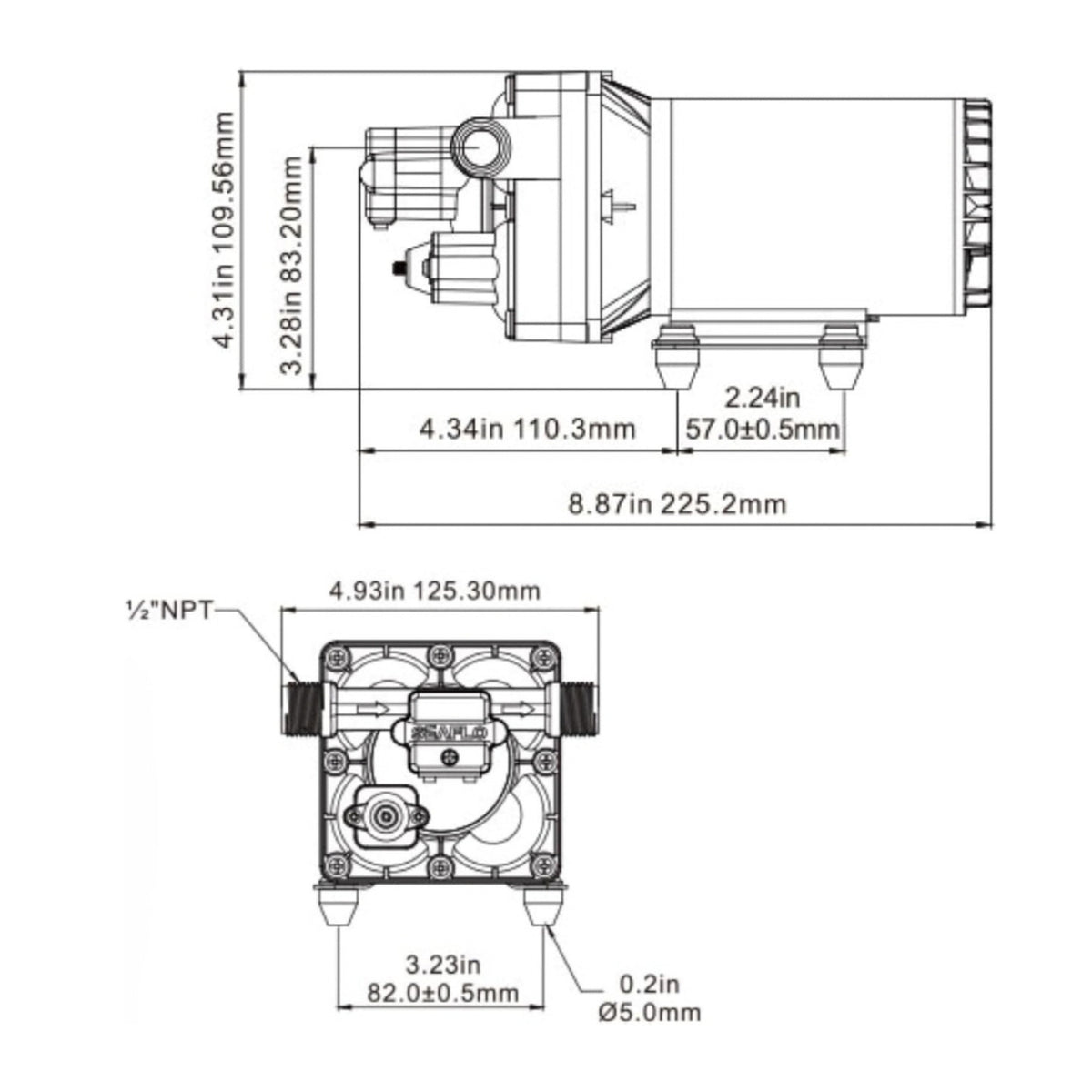SEAFLO 42W Series Brushless Automatic Demand Diaphragm Pump – 4.0 GPM | 55 PSI (Choose 12V or 115V)