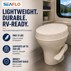 SEAFLO RV Toilet - Standard Height, Gravity Flush, Foot Pedal, Soft Close Lid (Bone Color)