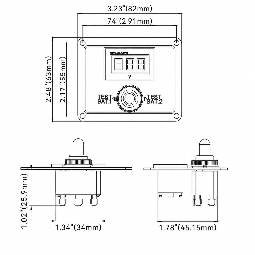SEAFLO 12V Dual Battery Voltmeter Switch Panel, 20A
