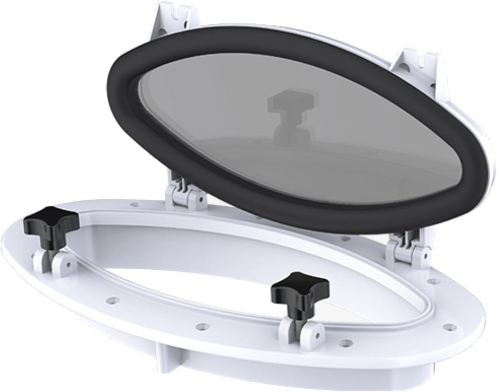 SEAFLO 03 Series 16.1" x 8.6" Elliptical Oval Porthole Portlight Window - ABS Plastic & Tempered Glass