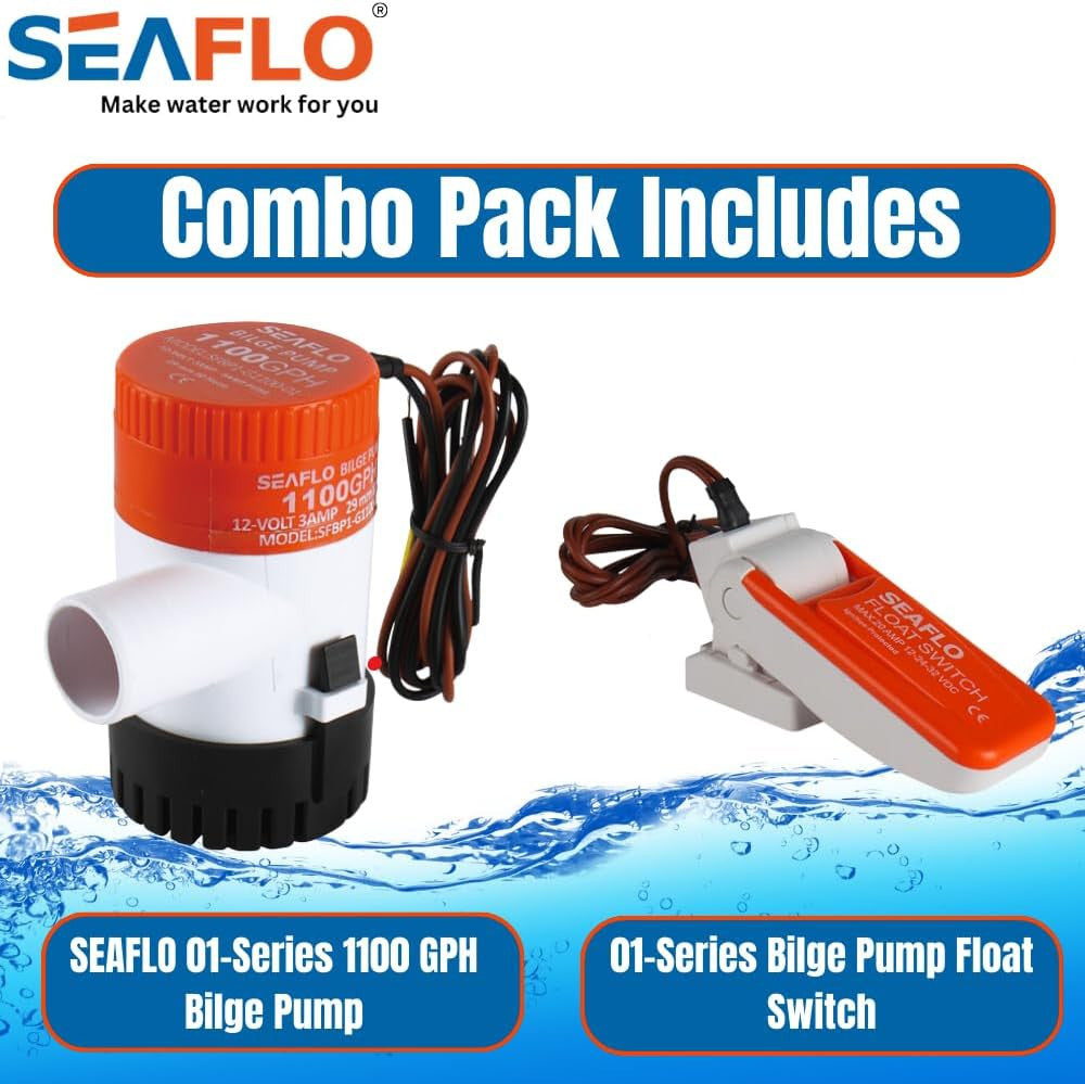 SEAFLO 15-Series Bilge Pump and Float Switch (12V | 1100GPH)