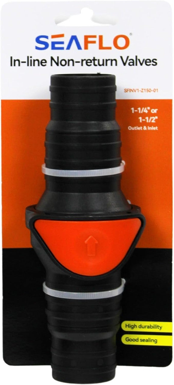 SEAFLO in-Line/ 90° Quick Disconnect Non-Return Check Valve PA6+GF+POM Construction, Anti-Backflow Design, Versatile Applications (Choose Size and Style)