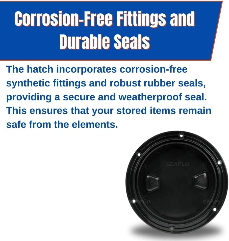 SEAFLO 4" - 8" Black Circular Non Slip Inspection Hatch w/Detachable Cover