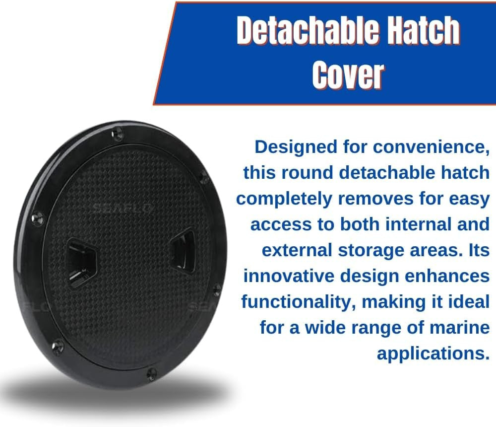 SEAFLO 4" - 8" Black Circular Non Slip Inspection Hatch w/Detachable Cover