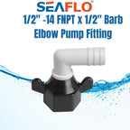 SEAFLO (NO: 51F03) 1/2"-14 FNPT x 1/2" Barb Angled Universal Pump Fittings for SHURFLO, SEAFLO, Circle River, Johnson, Jabsco, FLOJET, REMCO, Lippert, USA ADVENTURE and other Pumps (1-Pack)