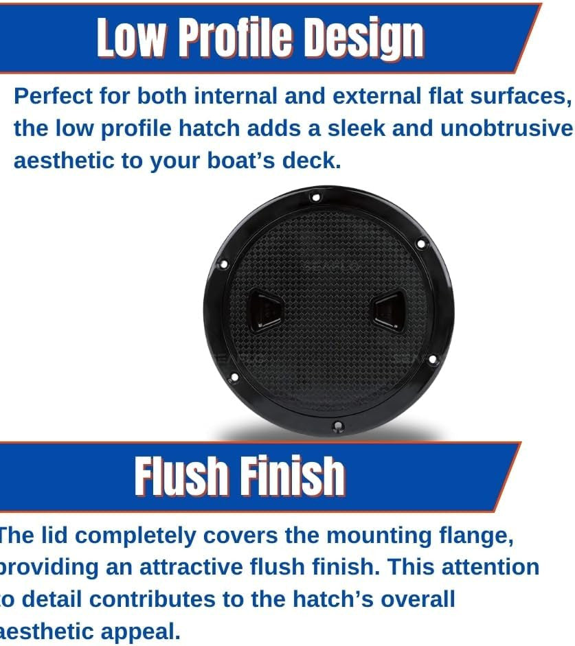SEAFLO 4" - 8" Black Circular Non Slip Inspection Hatch w/Detachable Cover