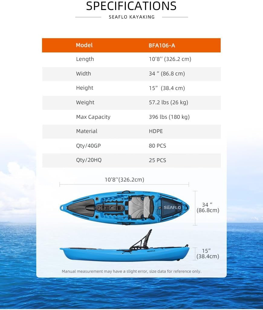 SEAFLO Fishing Kayak BFA106-A | Orange 10'8.5"