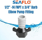 SEAFLO - (NO: 51F08) -  1/2"-14 FNPT x 3/4" Barbed Straight Universal Pump Fitting for SHURFLO, SEAFLO, Circle River, Johnson, Jabsco, FLOJET, REMCO, Lippert, USA ADVENTURE and other Pumps (Choose Pack Size)