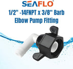 SEAFLO (NO: 51F05) 1/2"-14 FNPT x 3/8" Barbed Angled Universal Pump Fitting for SHURFLO, SEAFLO, Circle River, Johnson, Jabsco, FLOJET, REMCO, Lippert, USA ADVENTURE and other Pumps (4-Pack)