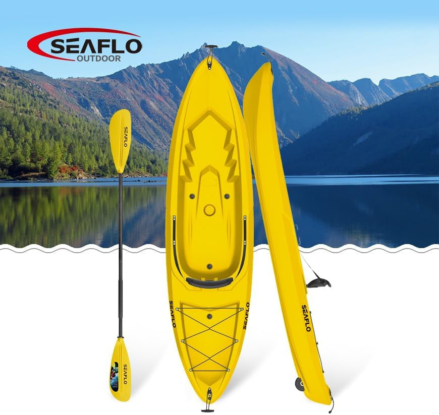 SEAFLO Premium Sit-on Recreational/Day Touring/Sea Kayaks(8'8"-16'2.4") (BNA087-Yellow 8' 8")