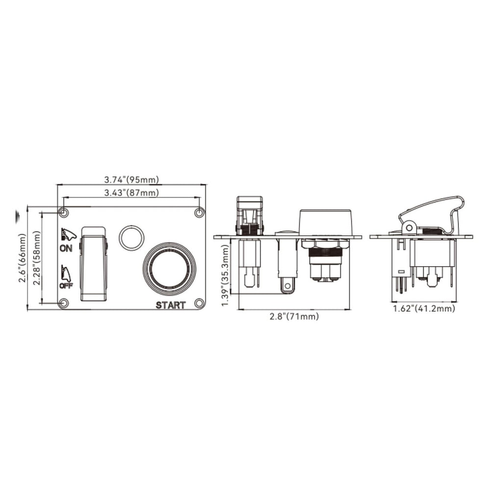 SEAFLO 12V Ignition Switch Panel, 20A 3-in-1