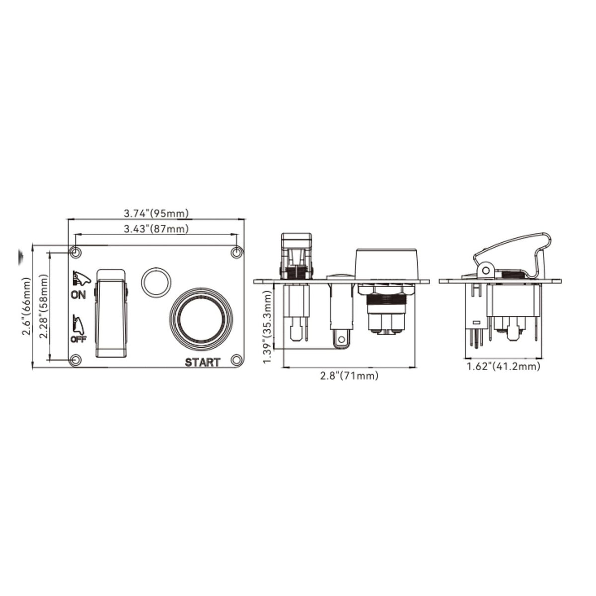 SEAFLO 12V Ignition Switch Panel, 20A 3-in-1