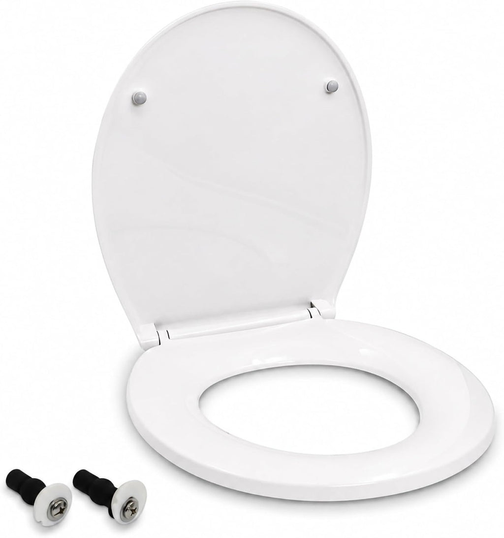 Toilet Cover Kit with Soft Close Seat, Oval Fully Plastic Replacement Seat Lid