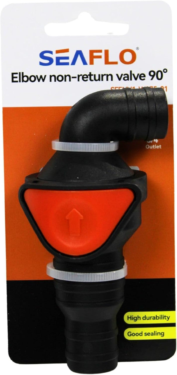 SEAFLO in-Line/ 90° Quick Disconnect Non-Return Check Valve PA6+GF+POM Construction, Anti-Backflow Design, Versatile Applications (Choose Size and Style)