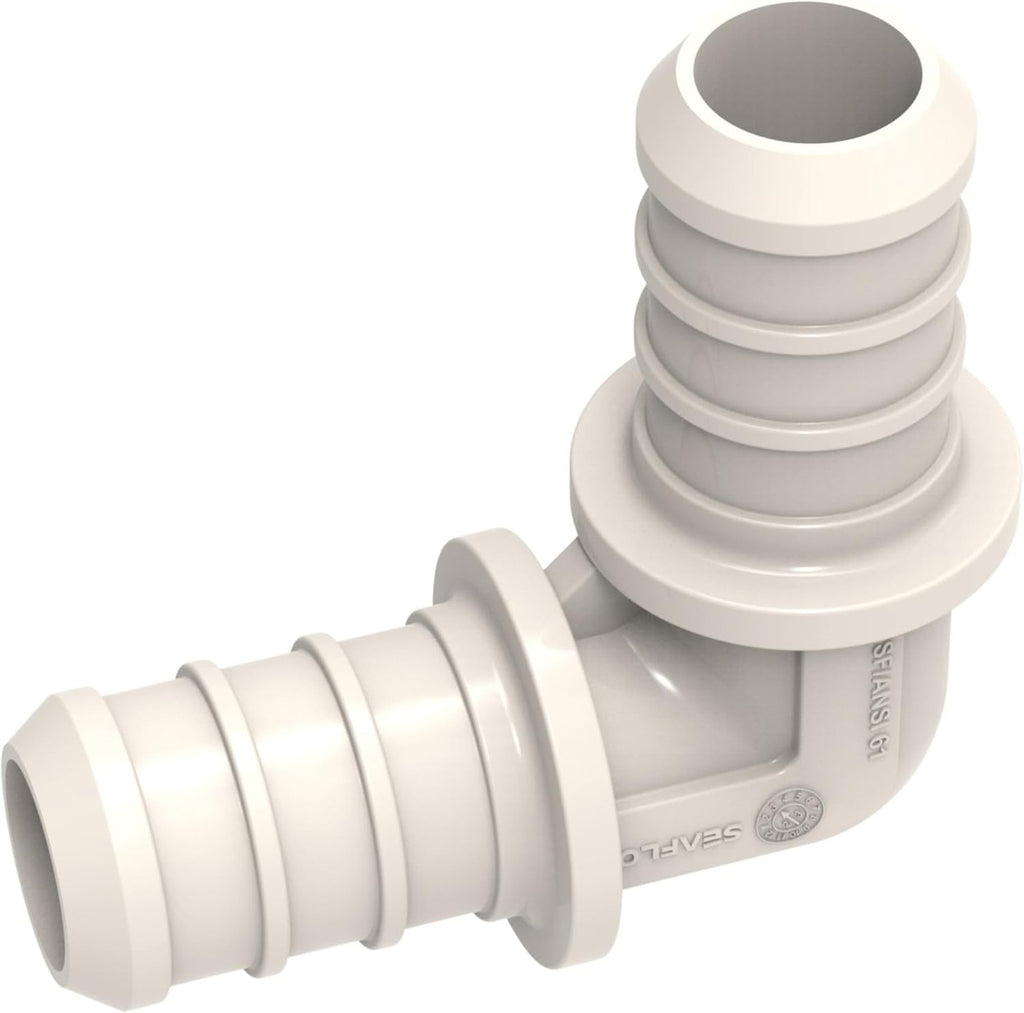 SEAFLO Plastic PEX Pipe Coupling Fitting 90 Degree 1/2" Barb x 1/2" Barb Fitting Elbow Adapter-Compatible with PEX or PE-RT Pipe, Corrosion Resistant (5-Pack)