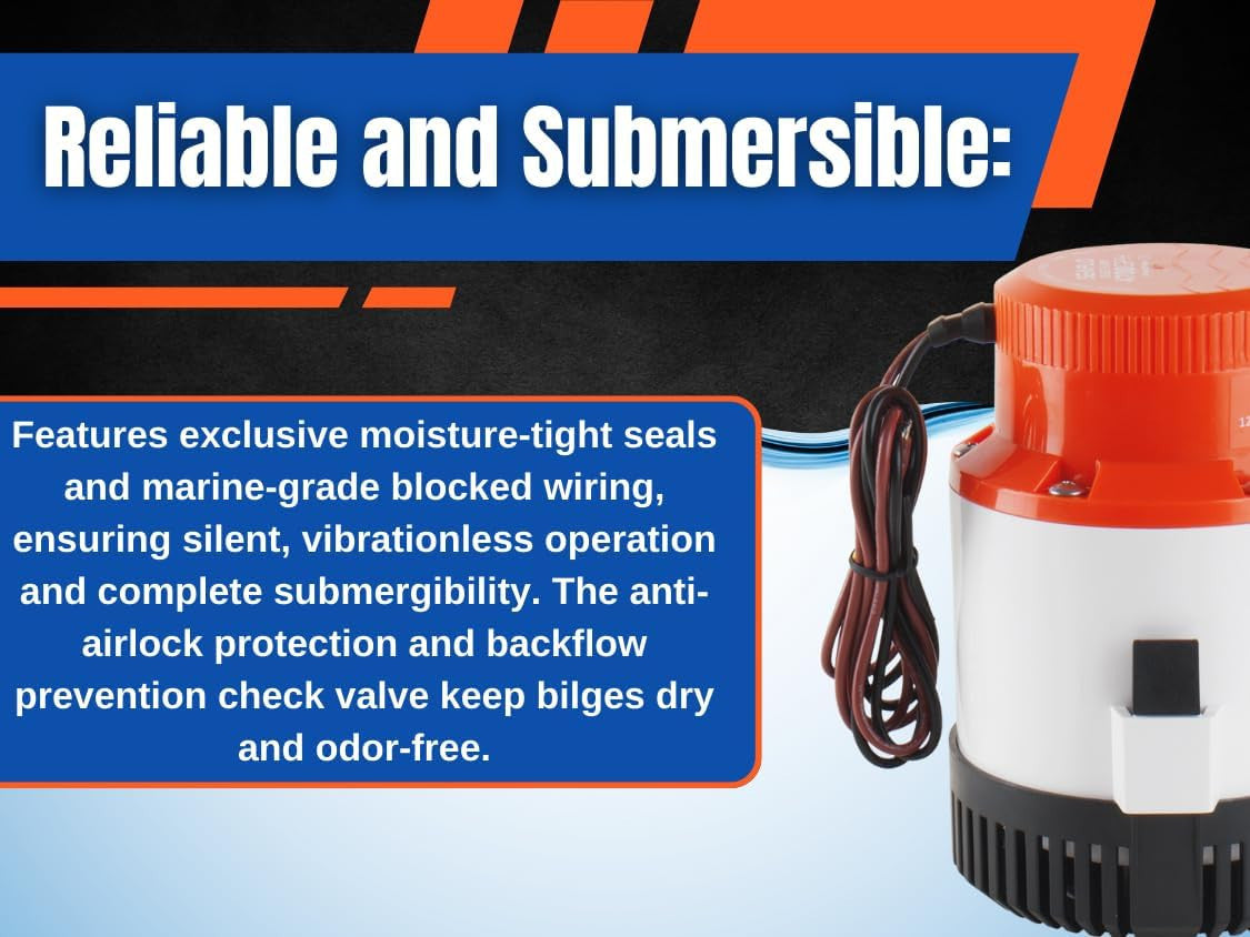 SEAFLO 01-Series 4700 GPH Heavy Duty Electric Bilge Pump (Choose 12V or 24V)