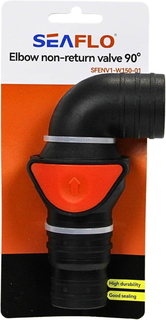 SEAFLO in-Line/ 90° Quick Disconnect Non-Return Check Valve PA6+GF+POM Construction, Anti-Backflow Design, Versatile Applications (Choose Size and Style)