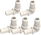 SEAFLO Plastic PEX Pipe Coupling Fitting 90 Degree 1/2" Barb x 1/2" Barb Fitting Elbow Adapter-Compatible with PEX or PE-RT Pipe, Corrosion Resistant (5-Pack)